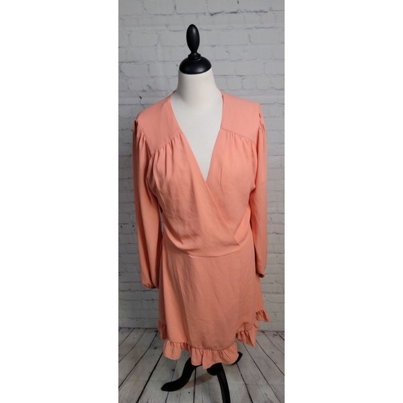 GB Peach Wrap Knee Length Dress size XL - Picture 1 of 9